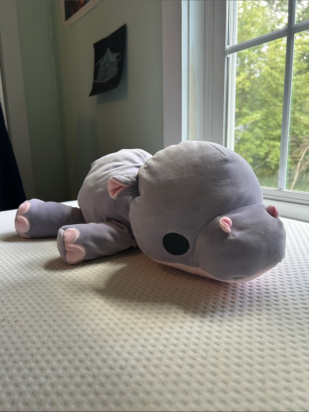 Plush Weighted Grey and Pink Hippo Stuffed Animal